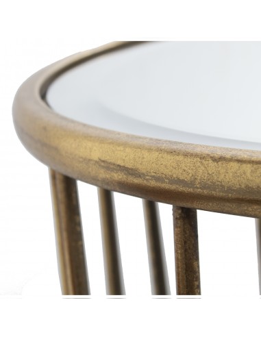 Mesa Metal Dorado Sobre Espejo Mediana