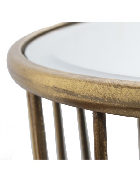 Mesa Metal Dorado Sobre Espejo Mediana
