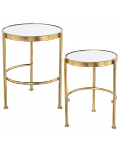 Mesa Metal Dorado Sobre Espejo Grande