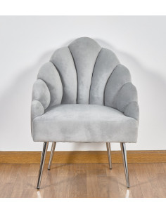 Butaca respaldo concha 64*87*56 gris terciopelo 2