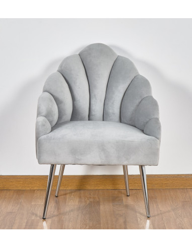 Butaca respaldo concha 64*87*56 gris terciopelo