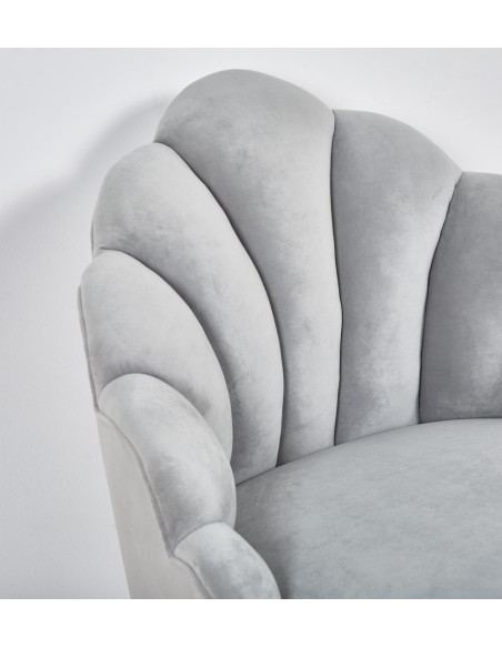 Butaca respaldo concha 64*87*56 gris terciopelo