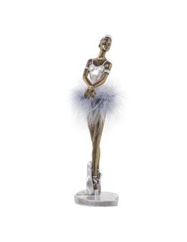 FIGURA RESINA BAILARINA PLATEADA/BLANCA 9X8X29CM