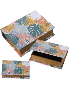 set 3 cajas libro hojas