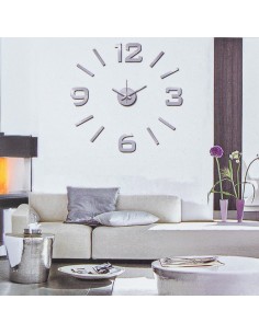 Reloj Pared Adhesivo Goma Eva Plateado 2