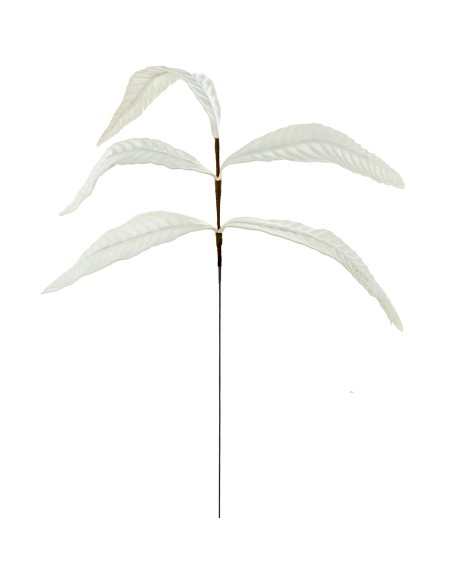 Rama Hojas Artificiales Blanca Espuma Eva Y Papel Ø7x80cm