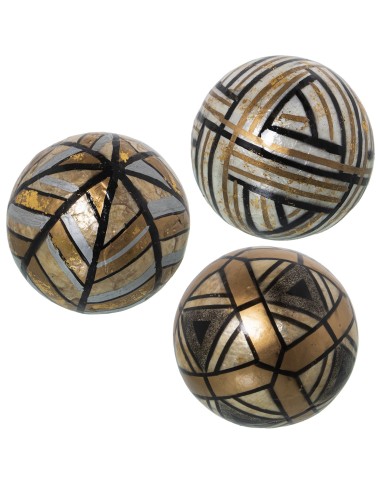 Bola Nácar Dorado/blanco/negro Ángulos Surtido Ø10cm