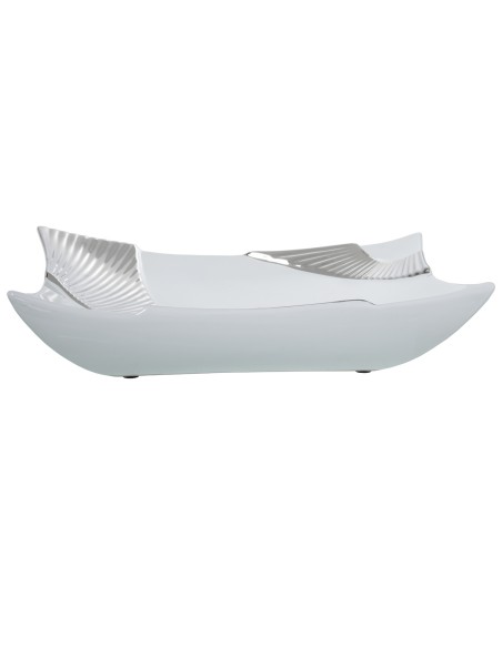 Centro Rect. Cerámica Blco/plateado 36x27x8,5cm