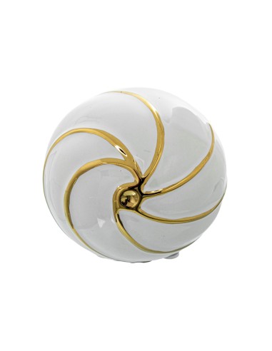 Bola Cerámica 10cm Blanco Brillo/oro Ø10cm