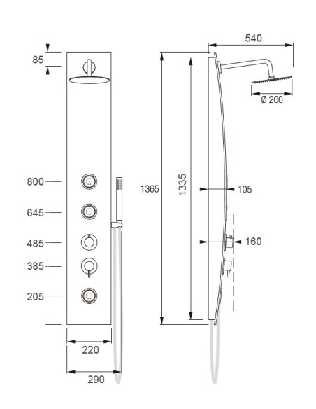 YARIS PANEL DE DUCHA