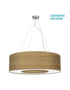Colgante Grande Haiti 4xe27 Cromo/Madera Clara Regx80x80 Cm Fabrilam