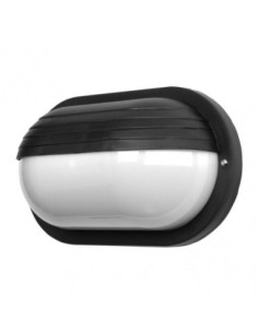 Aplique Ext.oval Canopus Grande 1xe27 Policarb.negro Ip44 10x26x15 C