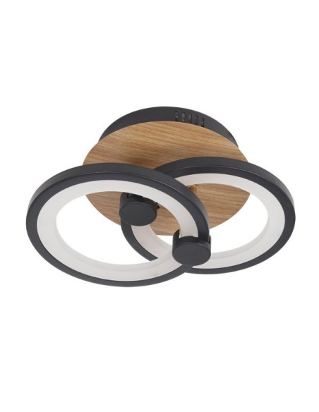 Plafon Sydney 32w 3000-4000-6500k Negro/madera oscura 14x30x20cm 416