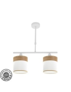 Lampara Cloe 2xe14 Blanca/blanca-madera Clara Regx43x14 cm Fabrilamp