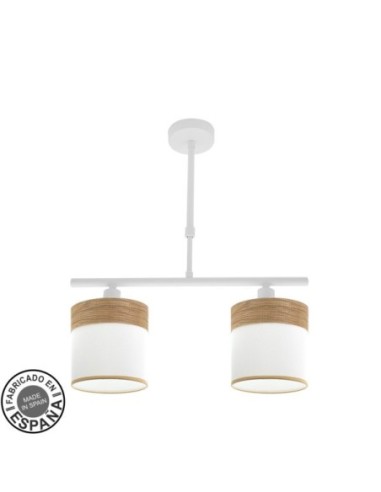 Lampara Cloe 2xe14 Blanca/blanca-madera Clara Regx43x14 cm Fabrilamp