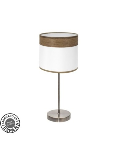 Sobremesa Cloe 1xe14 Cuero/blanca-madera Oscura 42x18x18 cm Fabrilam