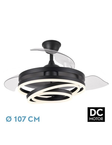 Ventilador 72w Dc Kai Negro 3 Aspas Transp. 6Vel. 3 Colores 43/58x50