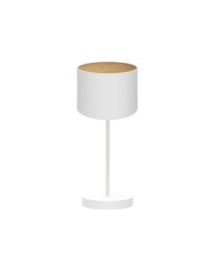 Sobremesa Tania 1xe14 Blanco/blanco-madera Clara 42x17x17 Cm Fabrila