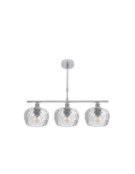 Lampara Estela 3xe14 Cromo Regx55x13 Cm C/tulipas Cristal Tallado Tr
