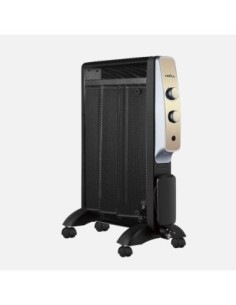 Radiador De Mica Abrigo 1500w 3elem Negro/oro 2potencias Antivuelco,