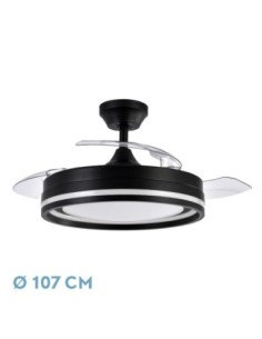Ventilador Dc Cerrato Negro 72w 3aspas Desplegables 107d 7200lm 6vel