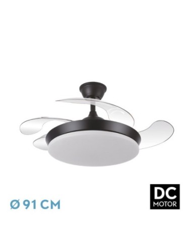 Ventilador Dc Tridente Mini 59w Negro 4aspas Desp.91d 6980lm Reg.int