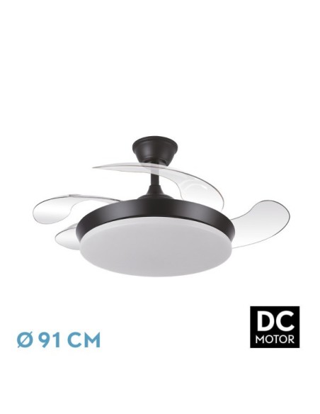 Ventilador Dc Tridente Mini 59w Negro 4aspas Desp.91d 6980lm Reg.int