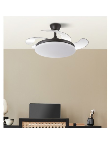 Ventilador Dc Tridente Mini 59w Negro 4aspas Desp.91d 6980lm Reg.int