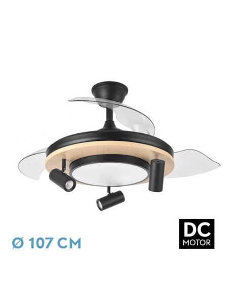 Ventilador Dc Gladiator 37+15w Negro/madera 3asp.107d 3980lm 3000-45