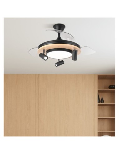 Ventilador Dc Gladiator 37+15w Negro/madera 3asp.107d 3980lm 3000-45