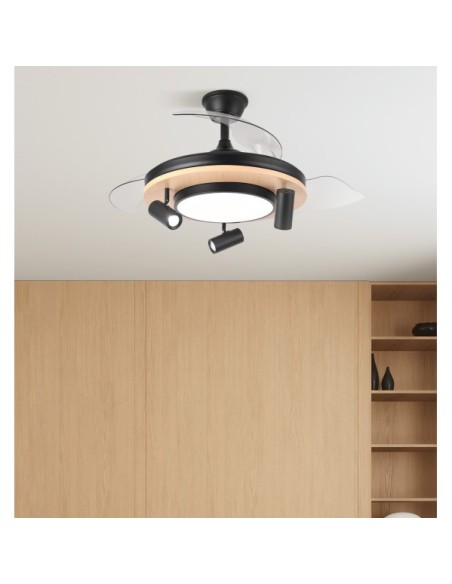Ventilador Dc Gladiator 37+15w Negro/madera 3asp.107d 3980lm 3000-45