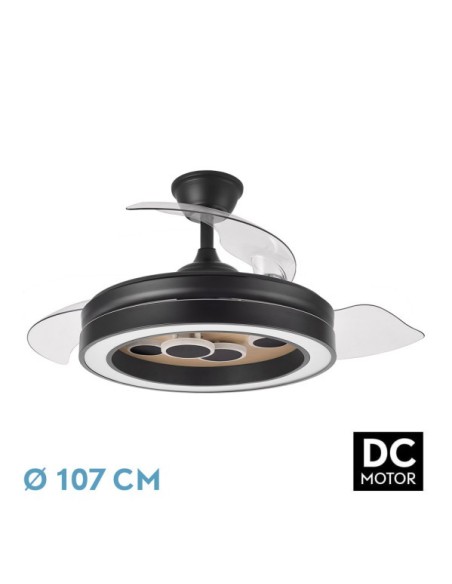 Ventilador Dc Cupido 55w Negro/madera 3asp.107d 4960l 3000-4500-6500