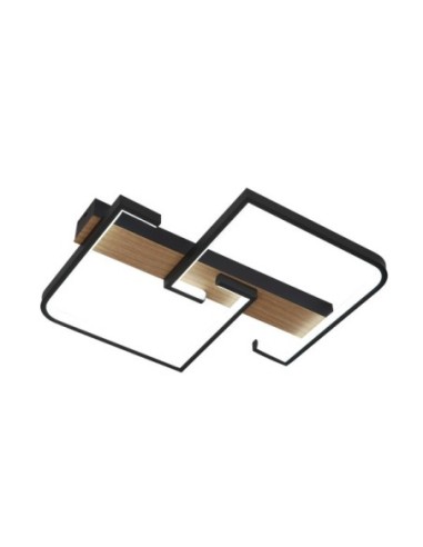 Plafon Frondella 76w 3000-4000-6500k Negro/madera 8360  Lm C/remoto,
