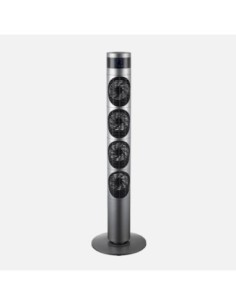 Ventilador Torre Mombuey Gris 3vel 25w 4ventiladores Dc Fijo Y Rotat