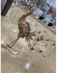 Figura metal pavo real dorado