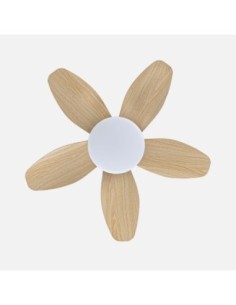 Ventilador Dc Haran 15w 1800lm Blanco/haya 5aspas 62d 3000k-4200k-65 2