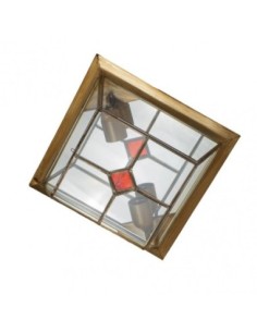 Plafon Grande Granadino 2xe27 Cuero/rojo 11x28,5x28,5 Cm Fabrilamp |
