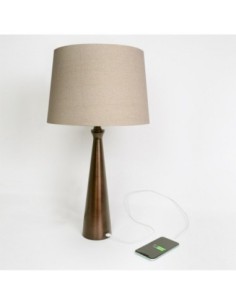 Sobremesa Pearl 1xe27 Marron 61x33x33 Cm Puerto Usb Fabrilamp | Deco 2