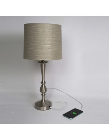 Sobremesa Khalifa 1xe27 Niquel 60´5x28x28 Cm Puerto Usb Fabrilamp | 