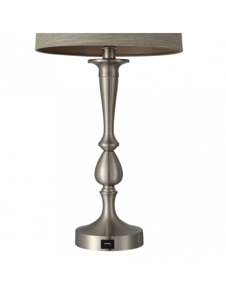 Sobremesa Khalifa 1xe27 Niquel 60´5x28x28 Cm Puerto Usb Fabrilamp | 