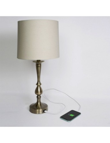 Sobremesa Khalifa 1xe27 Cuero 60´5x28x28 Cm Puerto Usb Fabrilamp | D