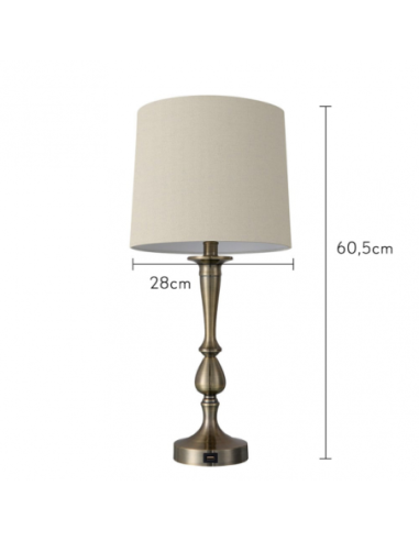 Sobremesa Khalifa 1xe27 Cuero 60´5x28x28 Cm Puerto Usb Fabrilamp | D