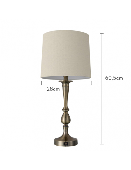 Sobremesa Khalifa 1xe27 Cuero 60´5x28x28 Cm Puerto Usb Fabrilamp | D