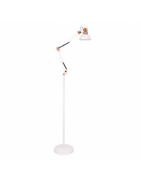 Flexo De Pie Articulable Rutilo 1xe27 Blanco/cobre 180x28x28 Cm Fabr