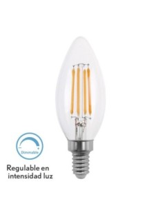 Bombilla Filamento Vela Clara 4w Regulable E14 10x3,5d 400lm 2700k F