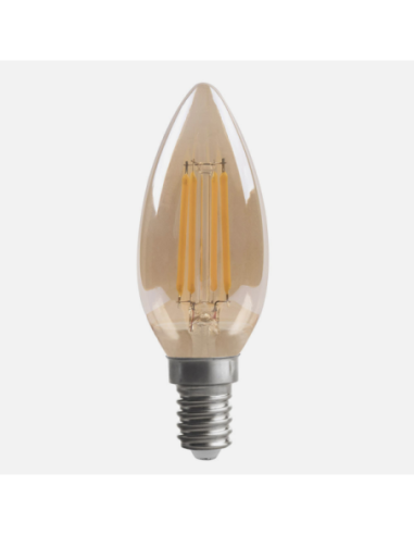Bombilla Filamento Vela 10x3,5d 4w Regulable E14  330lm Ambar 2700k 