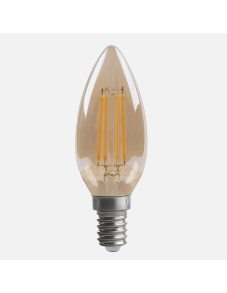 Bombilla Filamento Vela 10x3,5d 4w Regulable E14  330lm Ambar 2700k 