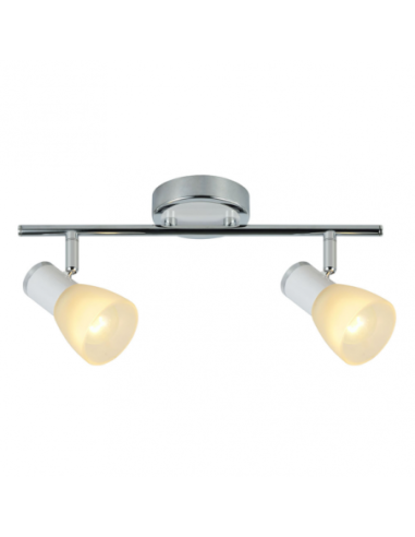 Regleta Cholo 2xe14 Blanco/cromo 16x36,5x10 Cm Fabrilamp | Decoració