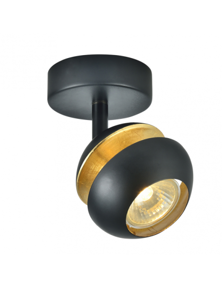 Foco Beethoven 1xgu10 Negro/oro  14x13x8,5 Cm Fabrilamp | Decoración