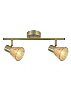 Regleta 2xe14 Cooper Cuero 16x36,5x8,5 Cm Fabrilamp | Decoración Ley 2